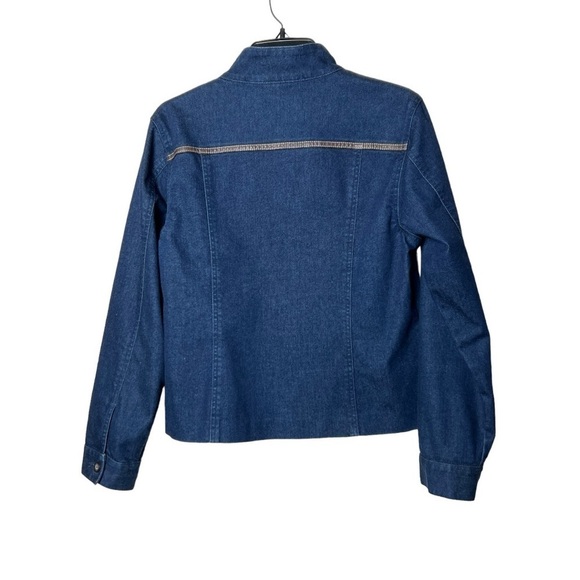 1656. PENDLETON LONG SLEEVE FULL ZIP DENIM JACKET SIZE MEDIUM FAUX LEATHER TRIM - Picture 7 of 10